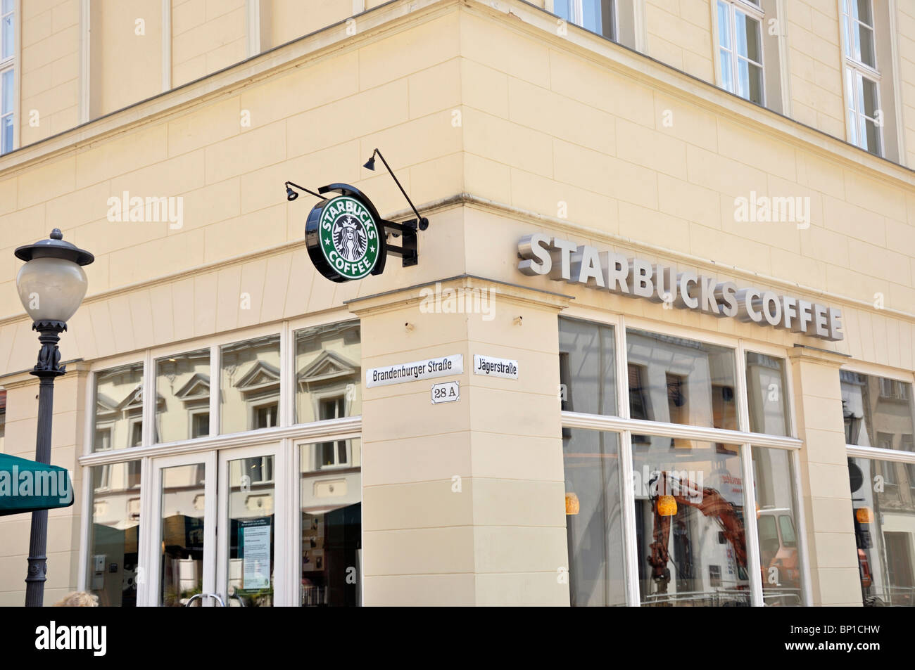 View of the facade of a Starbucks Coffee store in Potsdam Germany  July 2010 Stock Photo