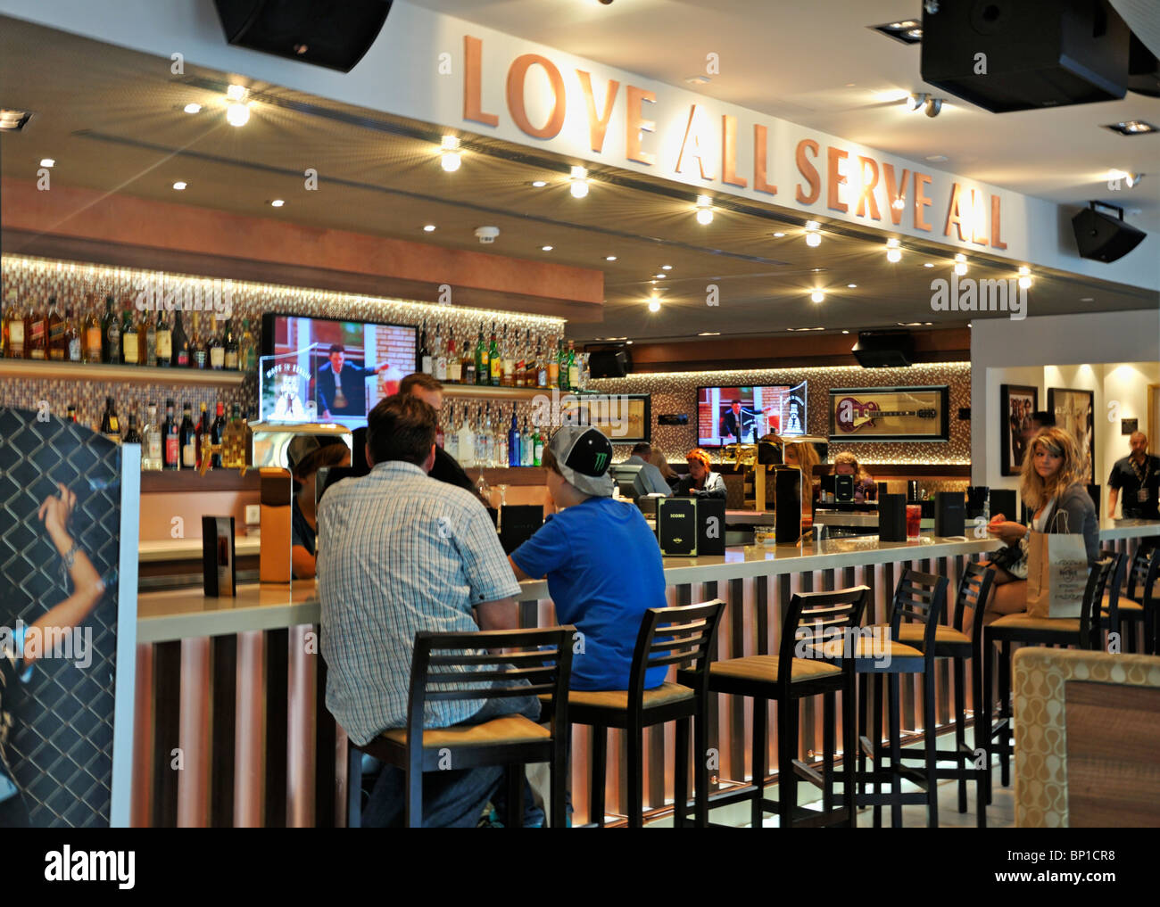 People Sitting On A Bar In The Hard Rock Cafe Berlin Germany July Stock Photo Alamy