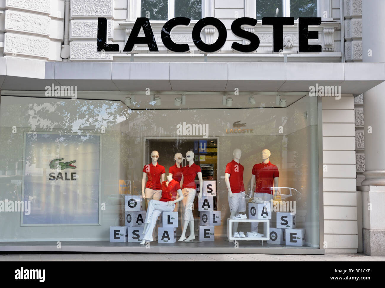 Lacoste clothing store display with sale signs showing summer sales 2010 in  Kurfurstendamm Berlin Germany Stock Photo - Alamy