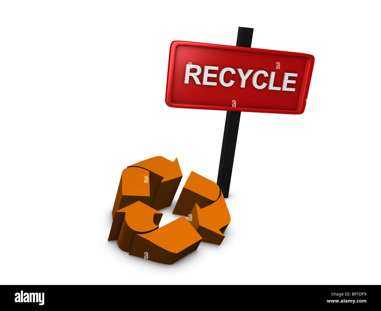 3d image, Recycle sign, over white background Stock Photo - Alamy