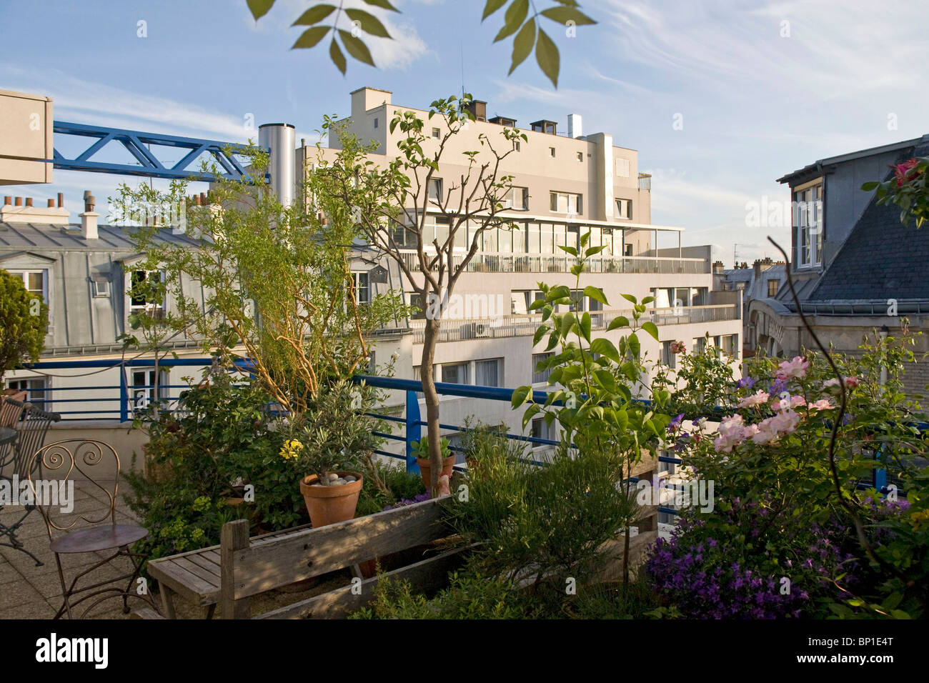 France, Paris, roof terrace Stock Photo Alamy