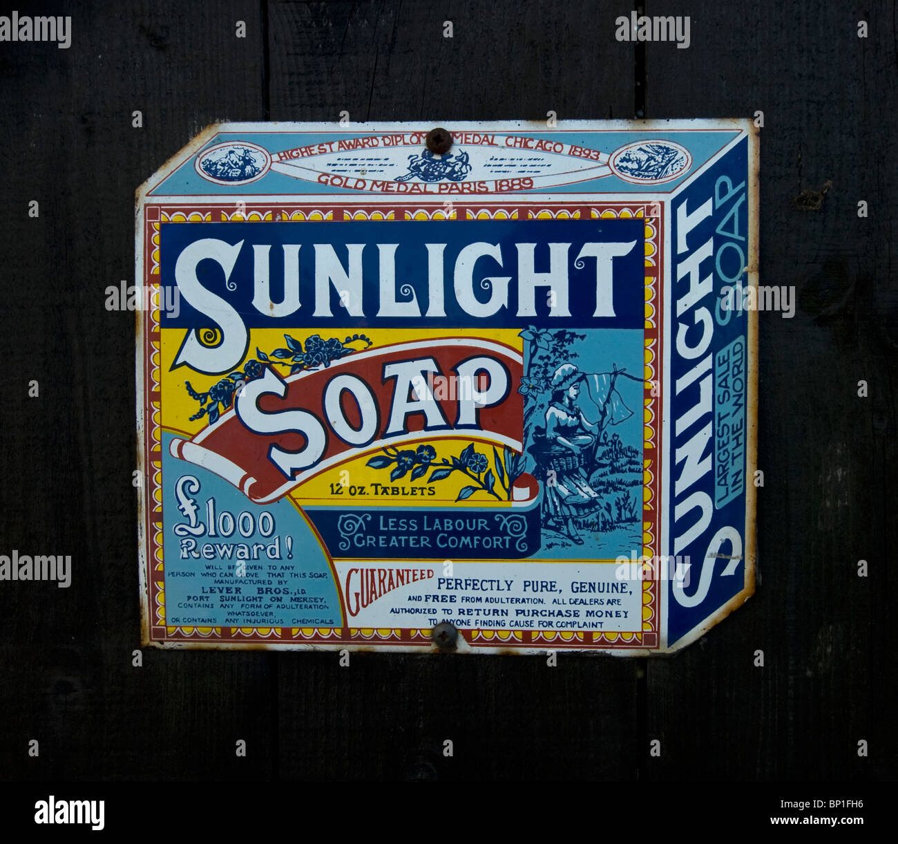 enamel sign advert for sunlight soap Stock Photo