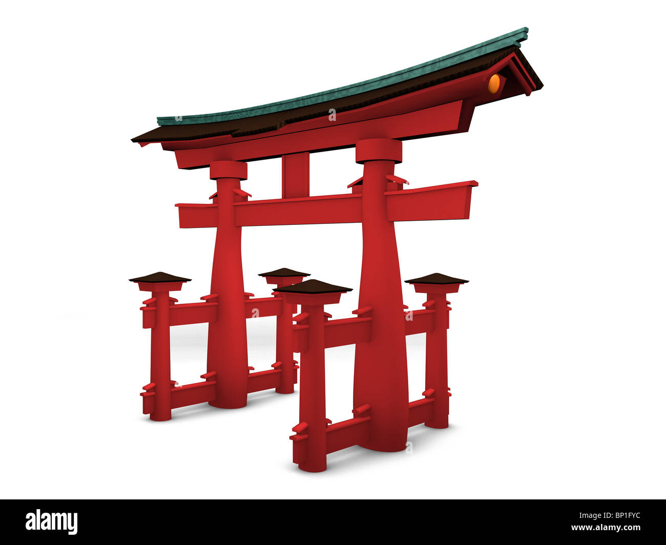 3d image, Japanese gate - Torii Stock Photo