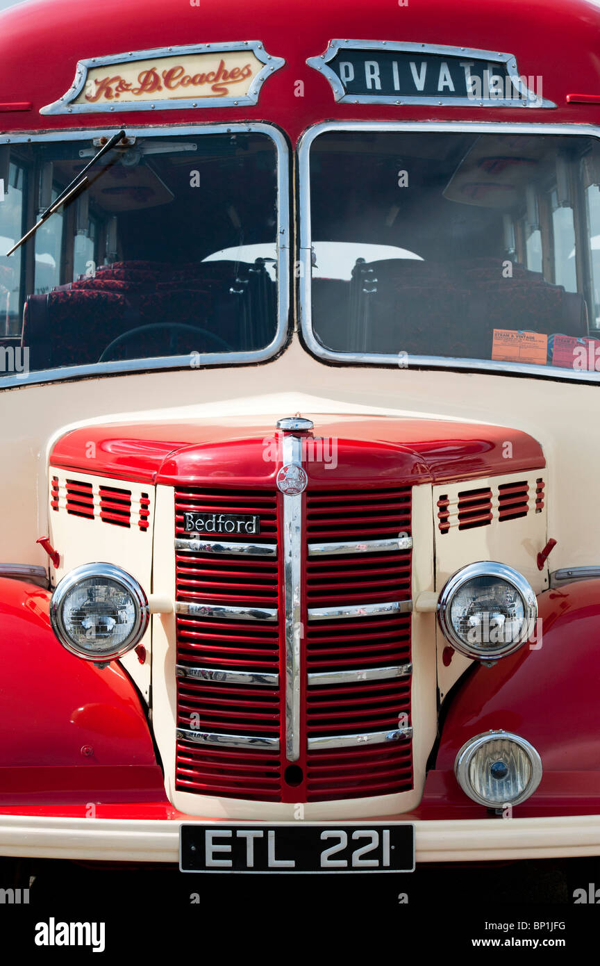 Vintage OB Bedford Coaches at a steam fair in England Stock Photo