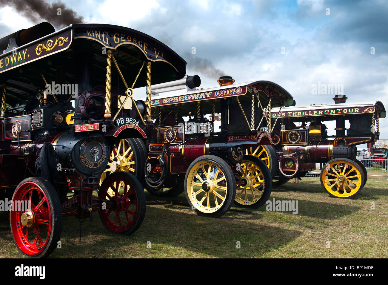 Chas Burrell vintage steam traction engines King George Vl and others at a steam fair in England Stock Photo