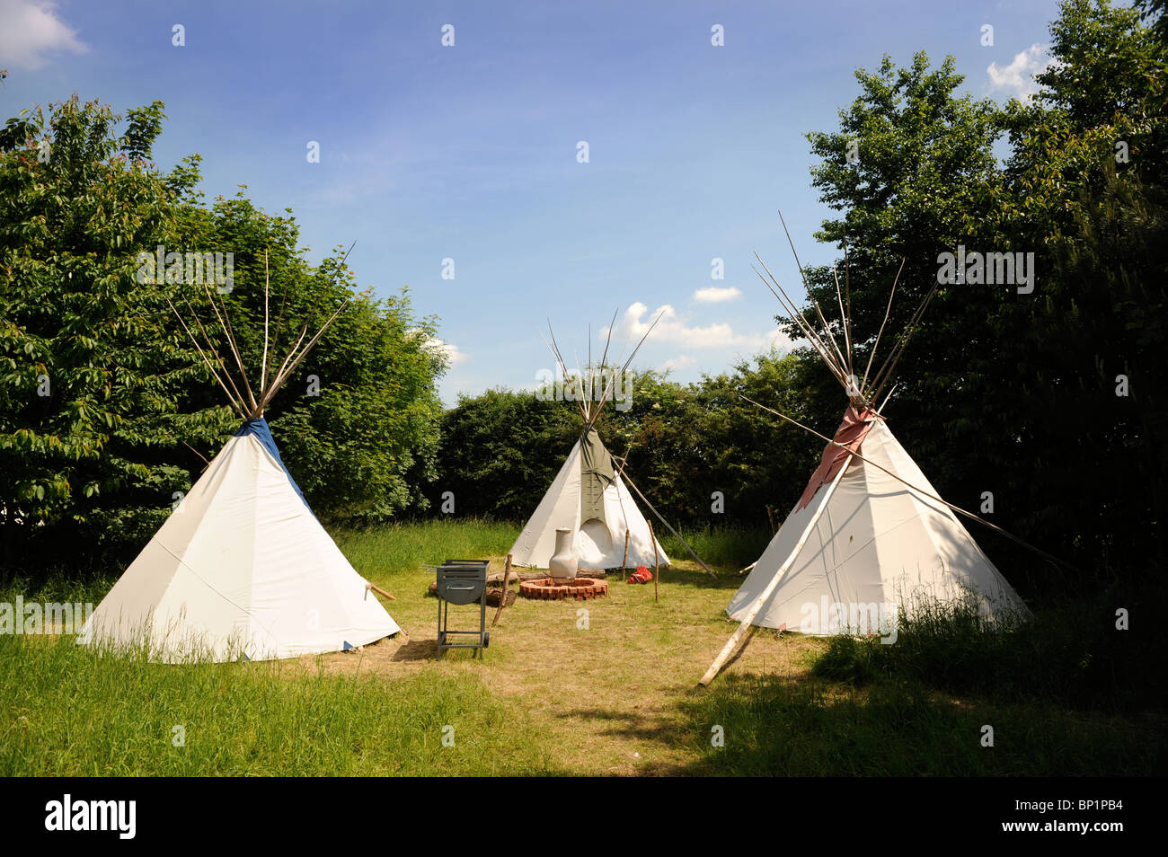 Luxury wigwam camping accommodation UK Stock Photo