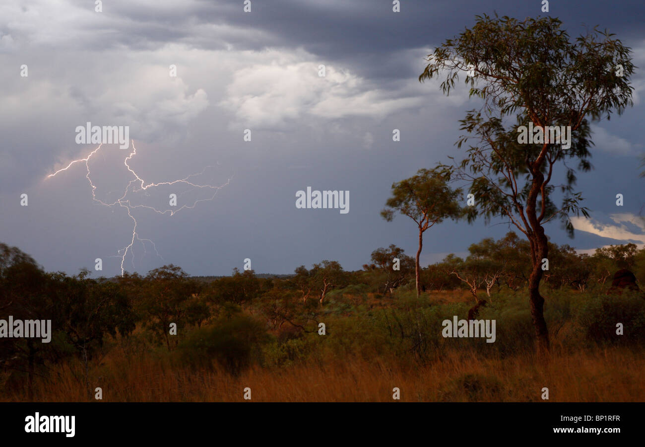 A storm and lightning in the Karijini National Park, Tom Price, Australia Stock Photo