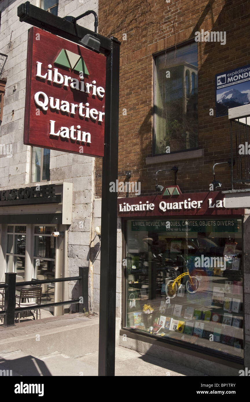Librarie Quartier Latin library, Rue Saint-Denis, Saint Denis Street, Latin Quarter, Montreal, Quebec, Canada Stock Photo