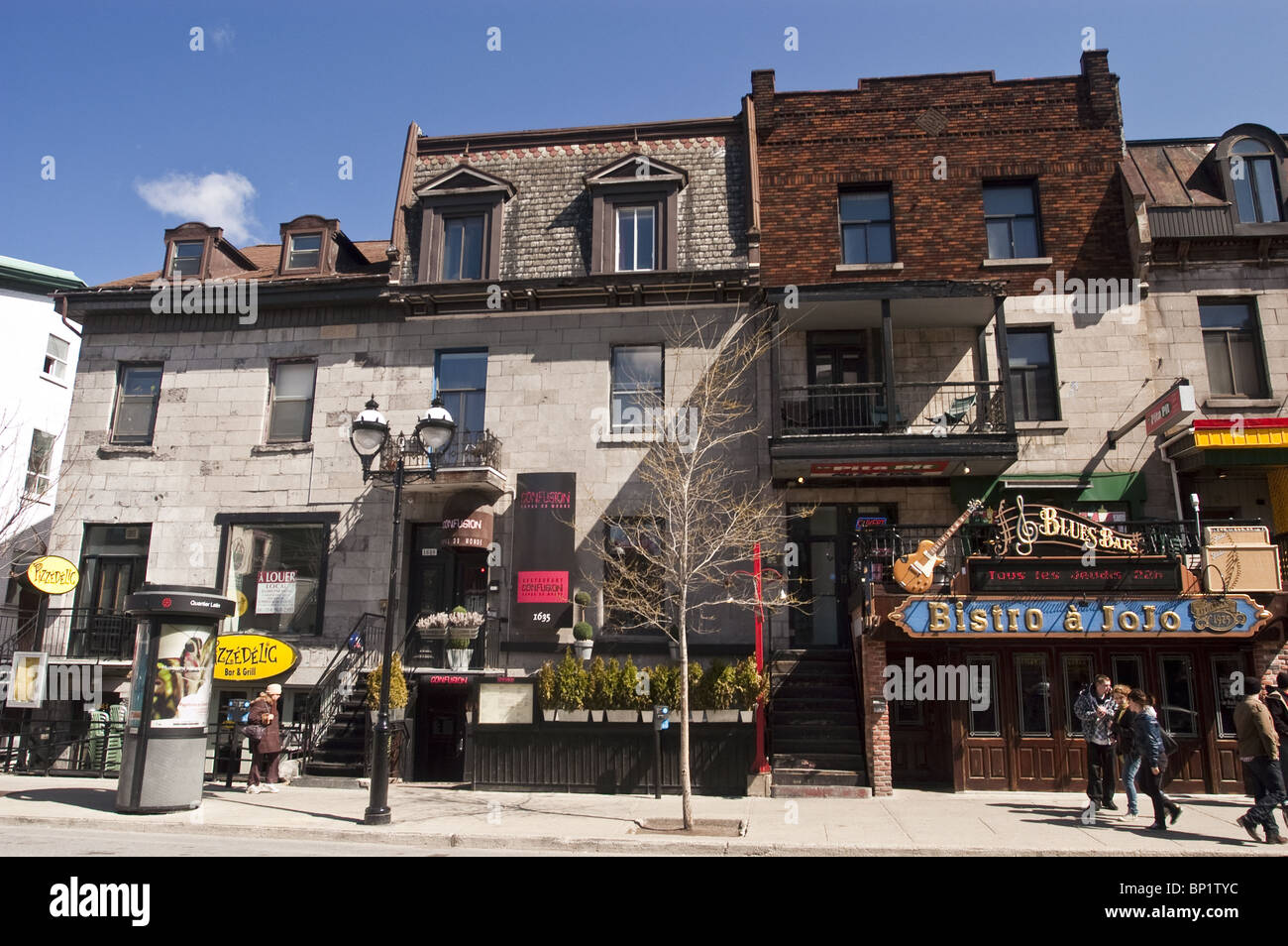 Bistro a JoJo Blues Bar on Rue Saint-Denis, Saint Denis Street, Latin Quarter, Montreal, Quebec, Canada, Stock Photo