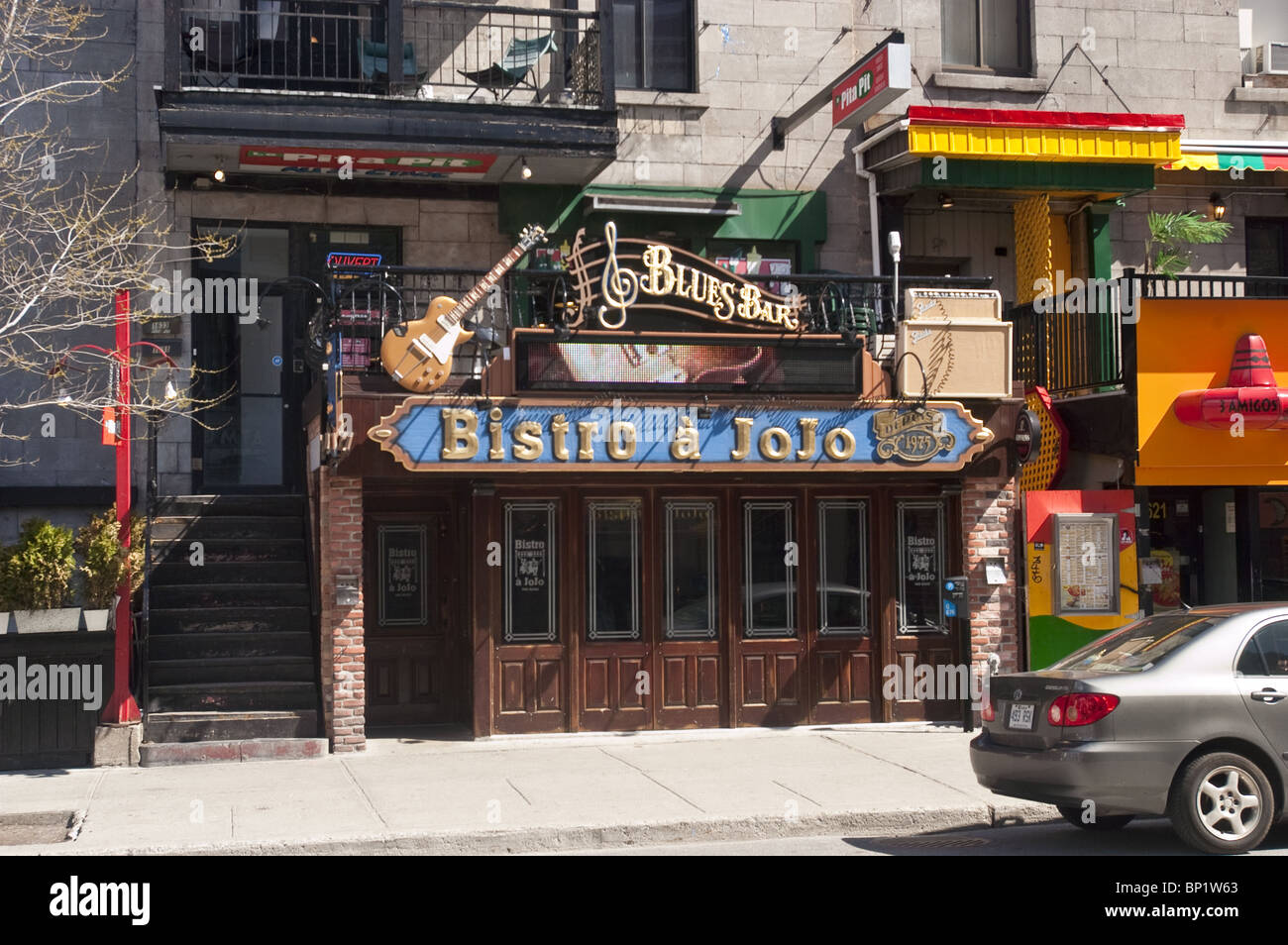 Blues Bar, Bistro a JoJo,  Rue Saint-Denis, Saint Denis Street, Latin Quarter, Montreal, Quebec, Canada Stock Photo