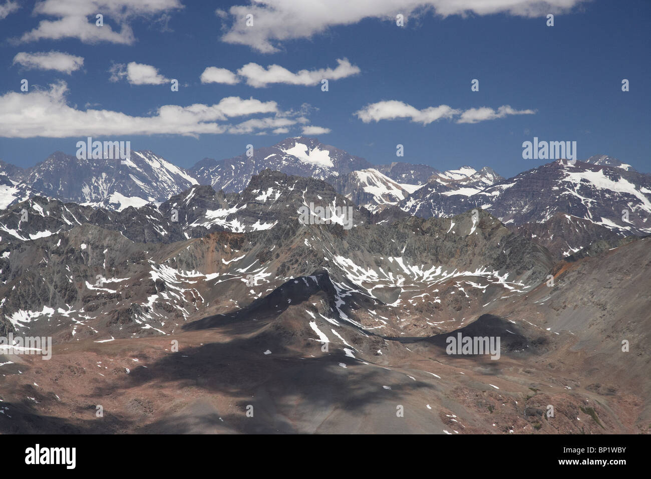 Andes Mountains, near Santiago, Chile, South America - aerial Stock Photo