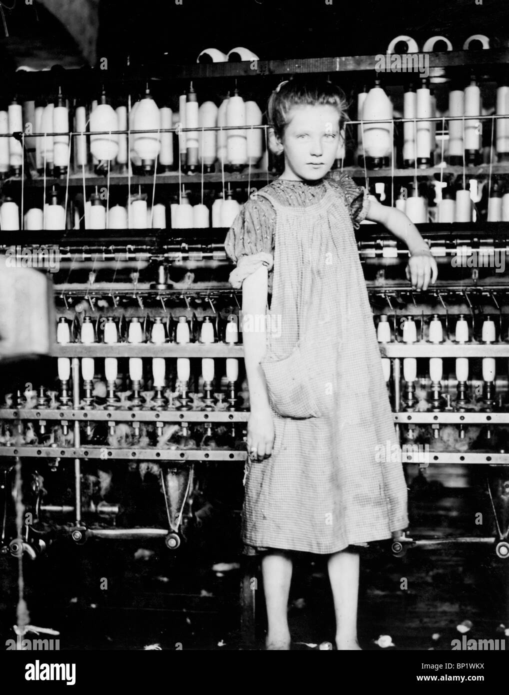 Child in Cotton Mill in Vermont, circa 1910 Stock Photo