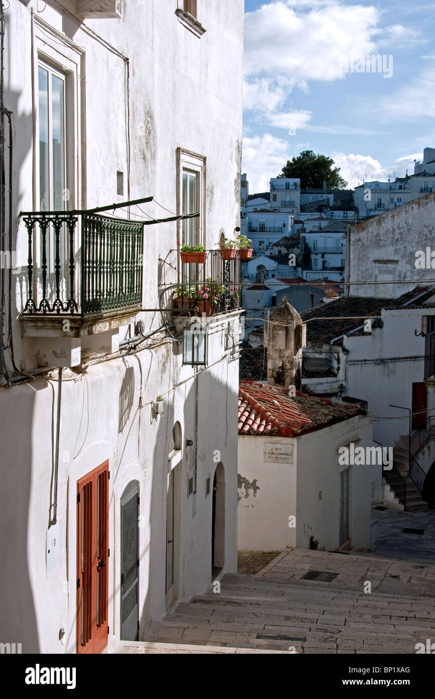 Old homes in Monte Sant'Angelo, Puglia, Italy Stock Photo