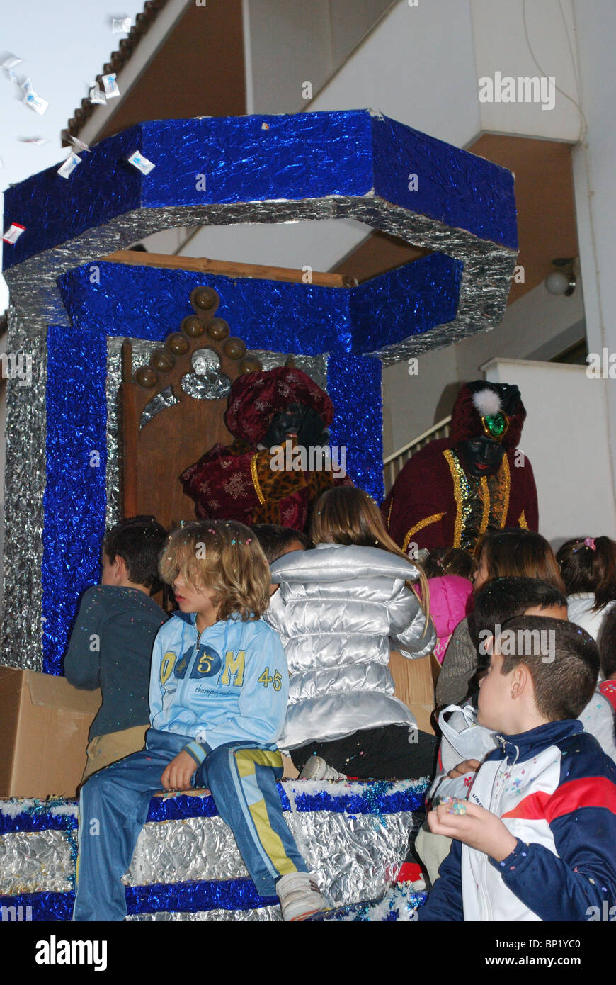 Balthasar, Three Kings Parade, La Cala de Mijas, Mijas Costa, Costa del Sol, Malaga Province, Andalucia, Spain, Western Europe. Stock Photo