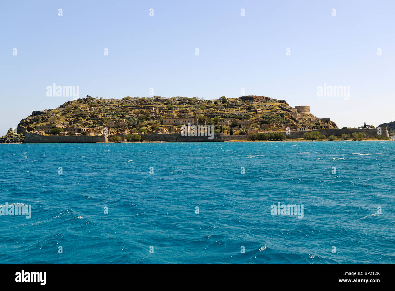 View from Crete (Greece) to Spinalonga Island Stock Photo