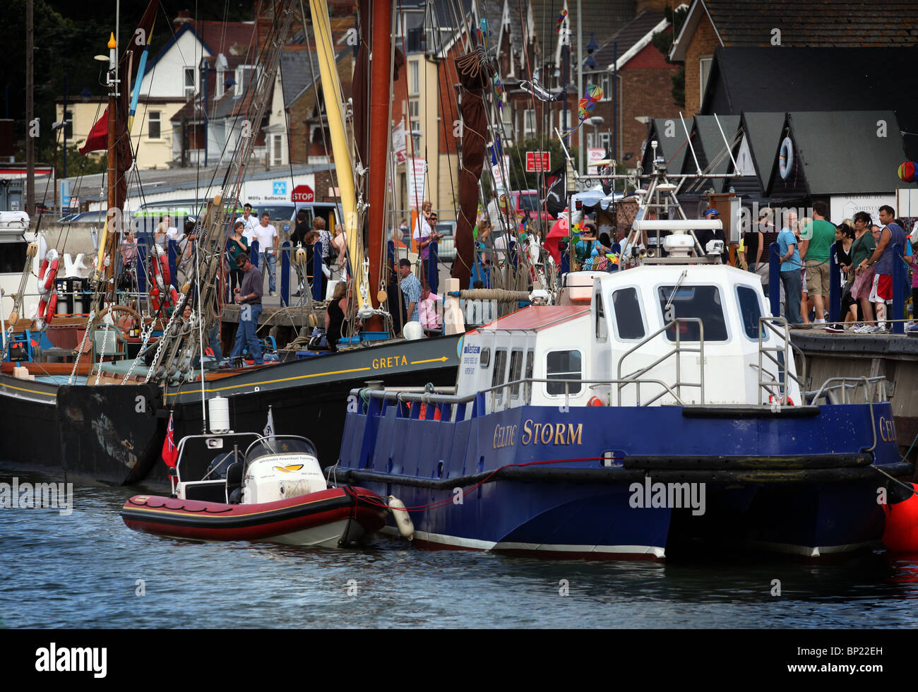 Fishing boats pictured in Whitstable harbor in Kent Stock Photo