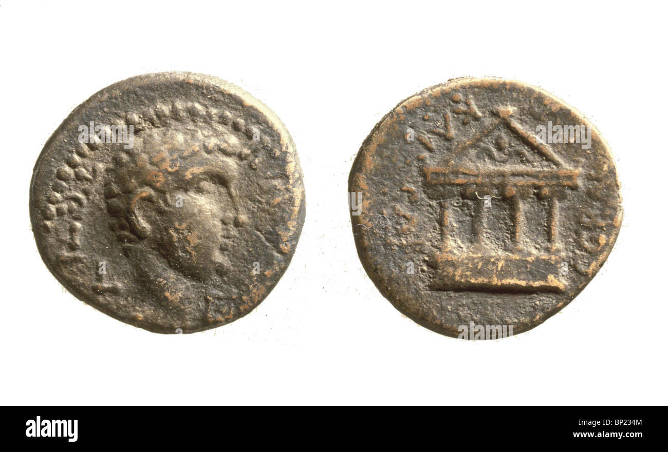 116. HEROD PHILIP II. COINS, 4 BC. TO 34 AD. Stock Photo