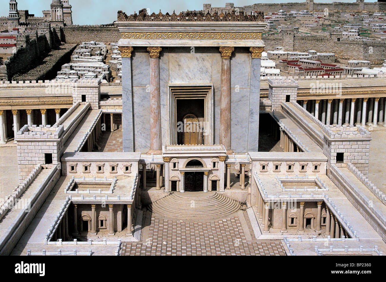 MODEL OF HEROD'S TEMPLE IN JERUSALEM. THE TEMPLE WAS A 50 M HIGH MARBLE BUILDING BUILT ON THE HIGHEST HILL IN JERUSALEM Stock Photo