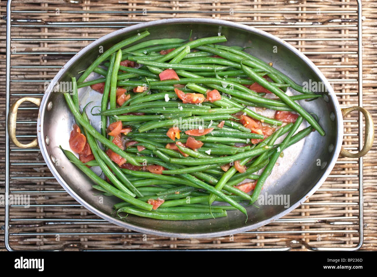 French beans cooked with mediterranean tomatoes. PhotoJeff Gilbert