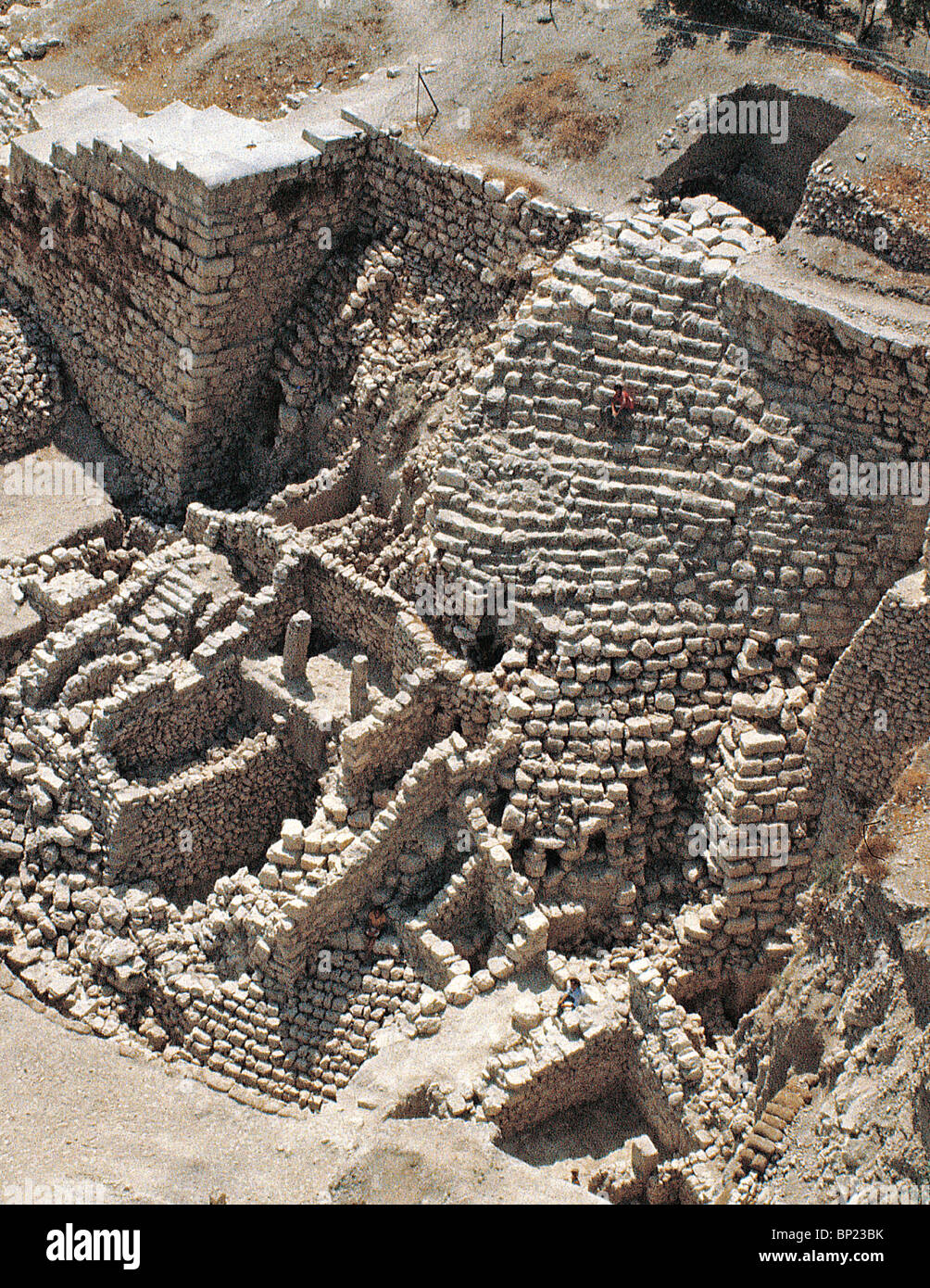 CITY OF DAVID, AREA G'  WITH THE SUPPORTING WALL OF  A 10TH. C. BC. STRUCTURE Stock Photo