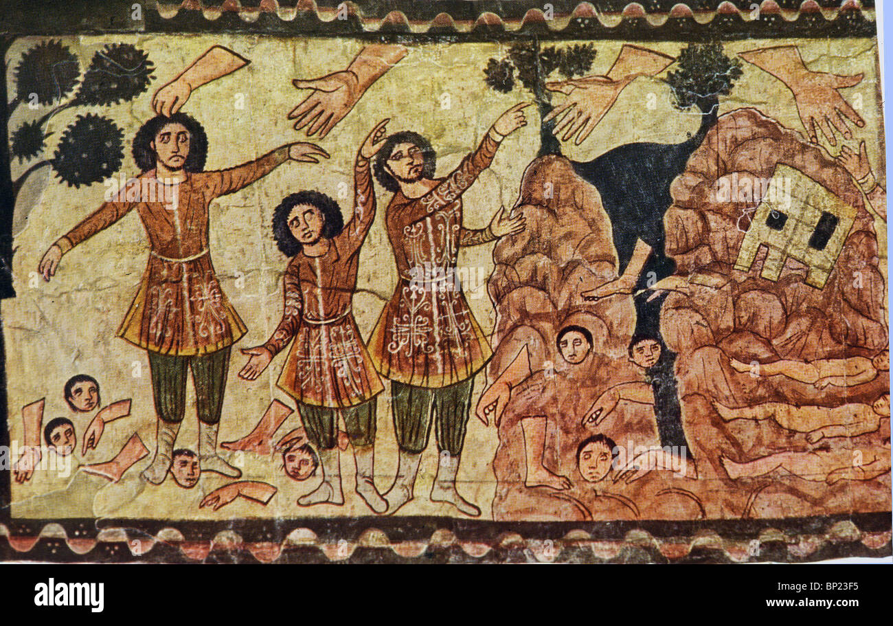 EZEKIEL'S PROPHECY ABOUT THE DESTRUCTION & RESTORATION OF NATIONAL LIFE (CH. 37). WALL PAINTING FROM DURA EUROPOS ONE OF THE Stock Photo