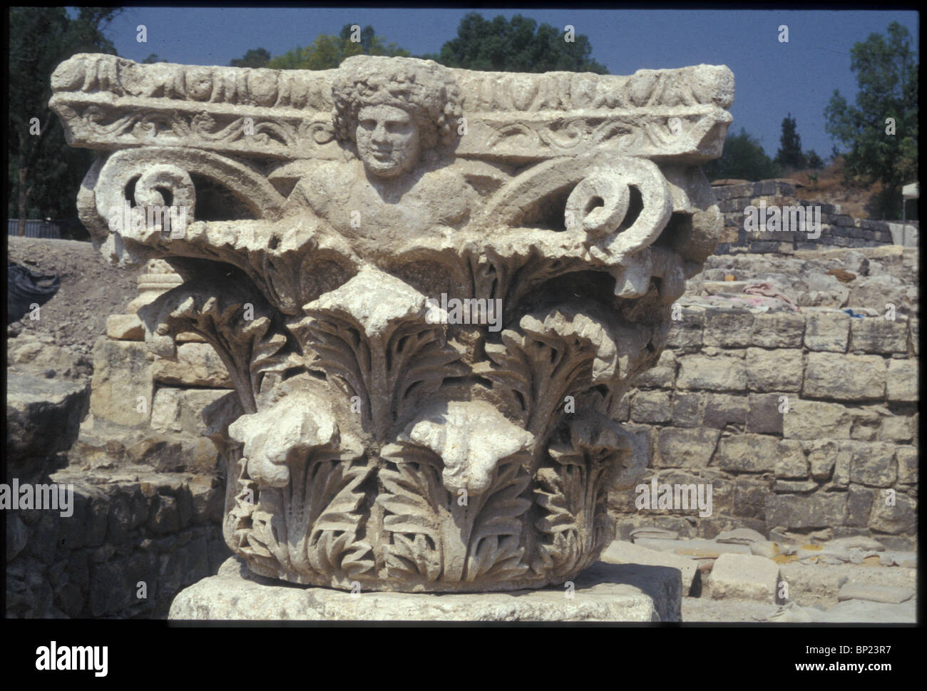 282. BEITH SHEAN, ARCHITECTURAL DETAIL EXCAVATED IN THE ROMAN CITY Stock Photo