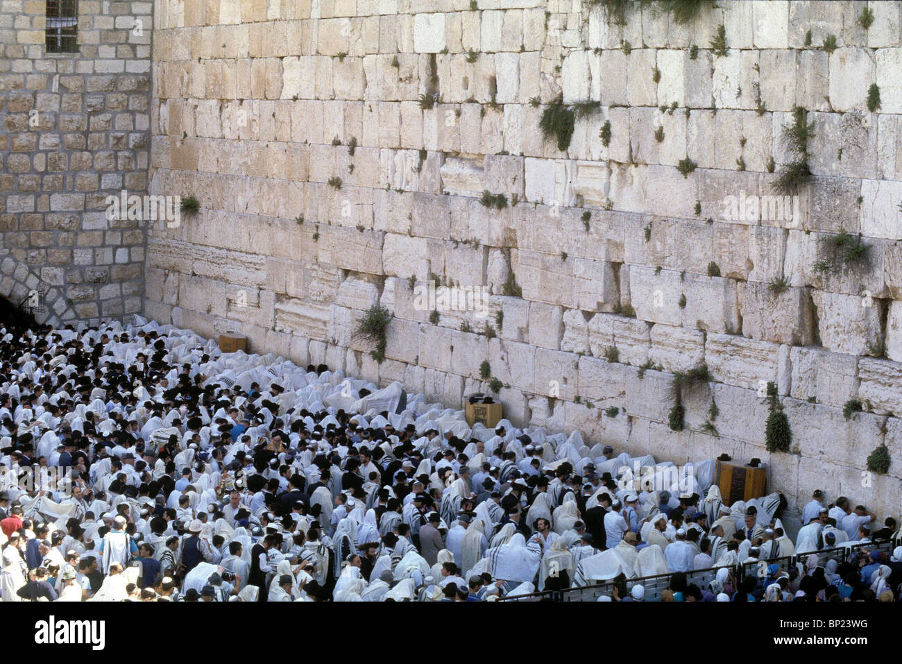 BLESSING OF THE PRIESTS CEREMONY BY THE WESTERN WALL DURING ONE OF THE SEVEN DAYS OF PASSOVER SYMBOLIZING THE PILGRIMAGES TO Stock Photo