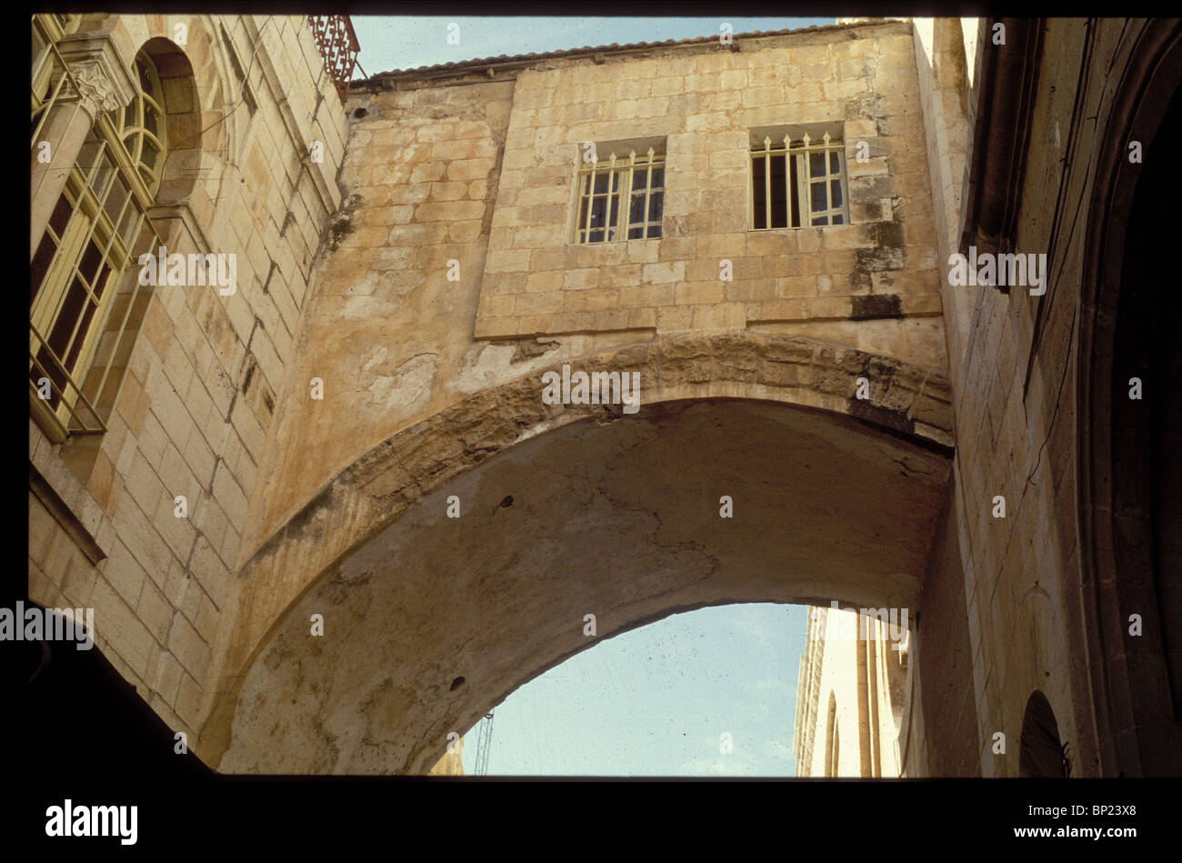 ECCE HOMO ARCH - SECOND STATION ALONG THE VIA DOLOROSA FROM WHERE PILATE PRESENTED CHRIST TO THE CROWD BY SAYING: BEHOLD THE Stock Photo