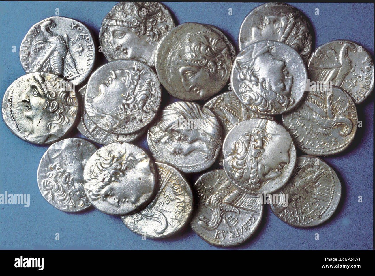 663. A HORDE OF TYREAN SILVER SHEKELS Stock Photo