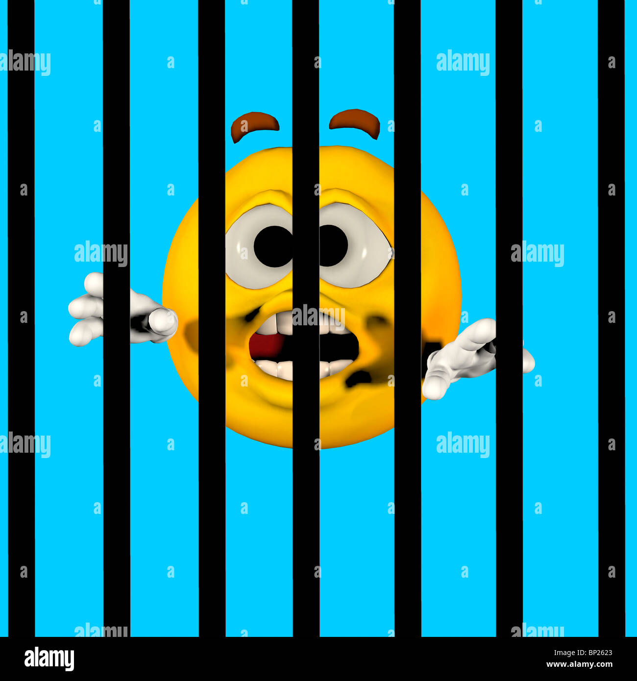 Emoticon trapped behind bars Stock Photo Alamy