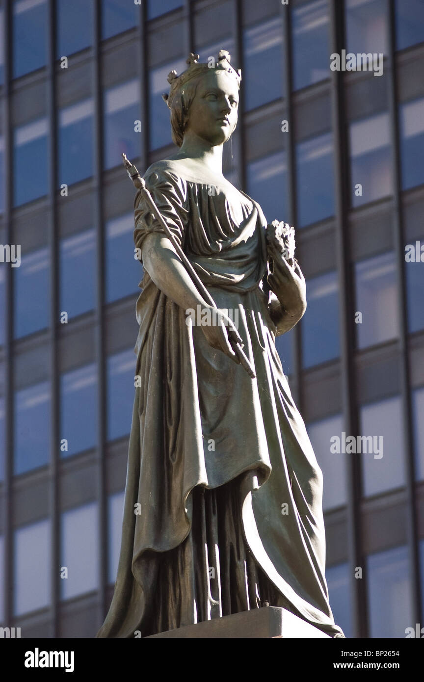Queen Victoria statue, monument at Victoria Square, Montreal, Quebec, Canada Stock Photo