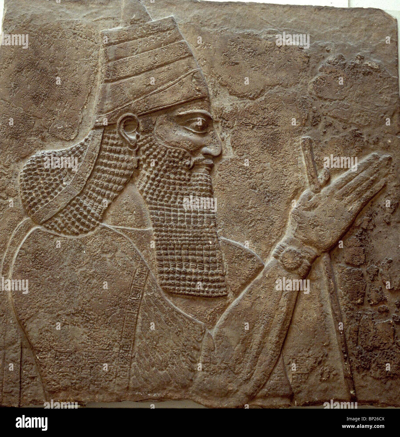 1012. KING TIGLATH PILESER III. 721 - 705 B.C. RELIEF FROM THE ROYAL PALACE IN NIMRUD, 730 B.C. Stock Photo