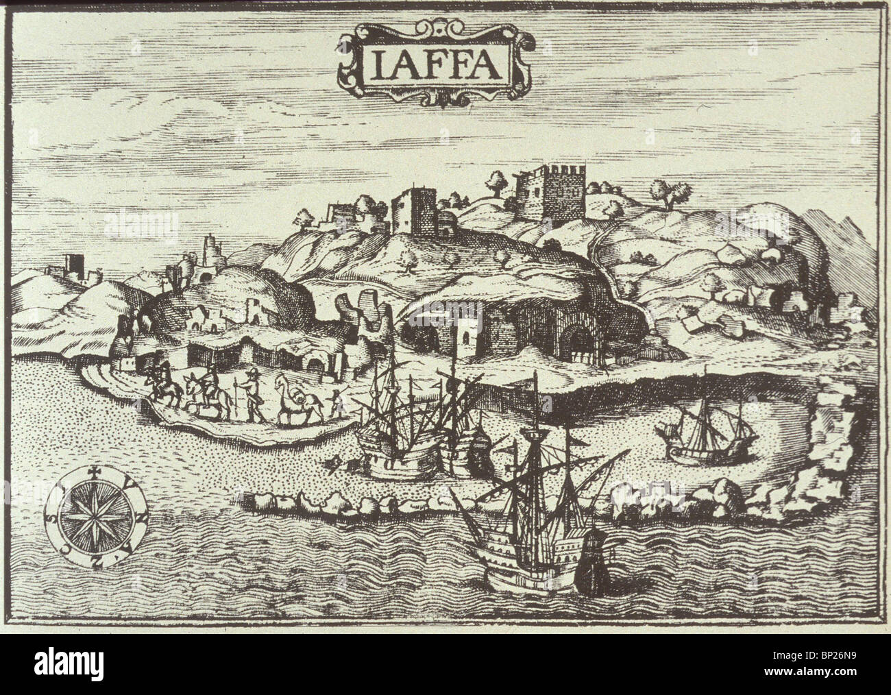 1212. JAFFA, ENGRAVING BY ZUALLART, 1586 Stock Photo