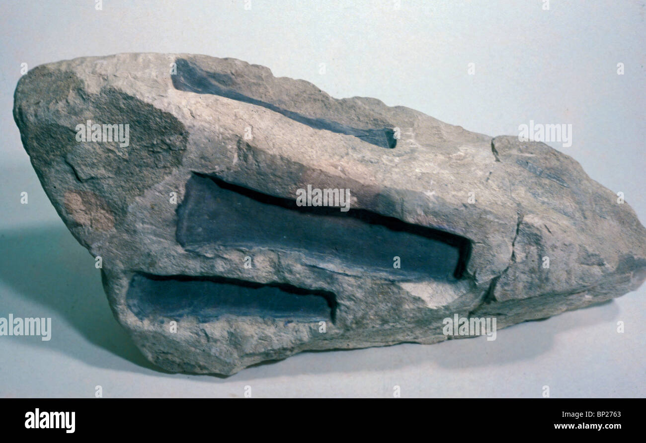 STONE MADE MOLD FOR CASTING WEAPONS, GEZER, 9TH. C. B.C. Stock Photo