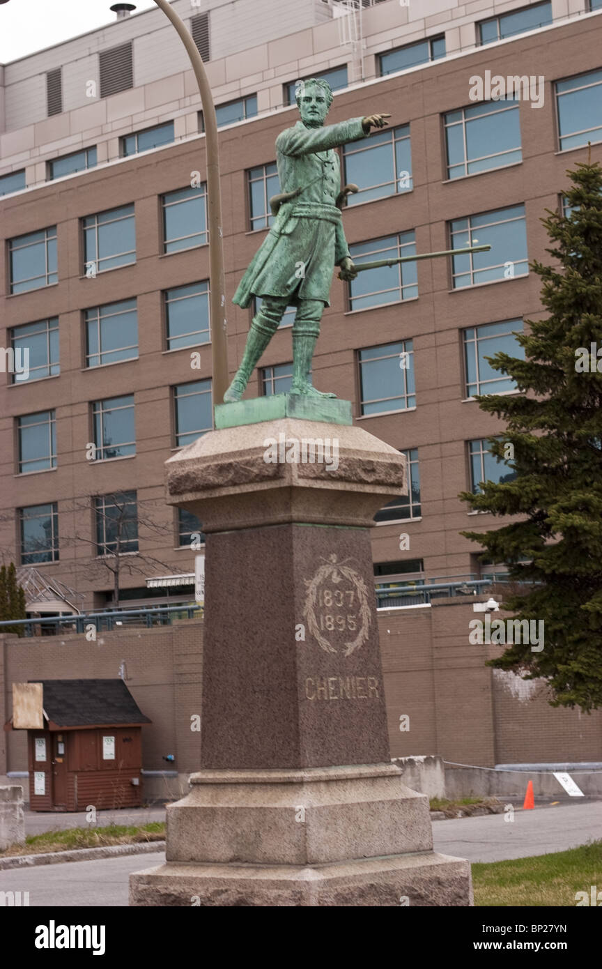 Excommunicated Jean-Olivier Chenier Monument  in Viger Square, Montreal, Canada Stock Photo