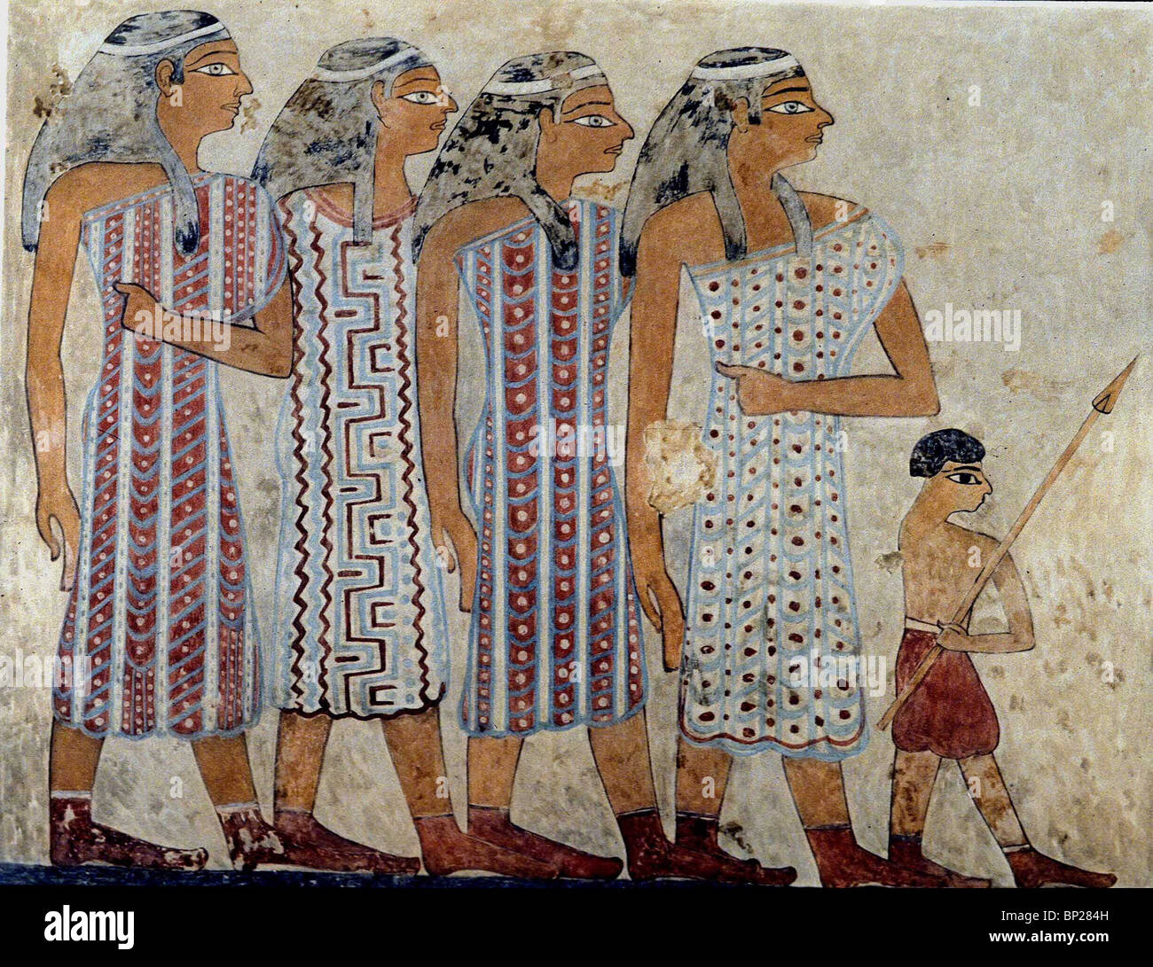 1819. GROUP OF SEMITE WOMEN, WALL PAINTING FROM BENI HASAN, 1920 - 1900 B.C. Stock Photo