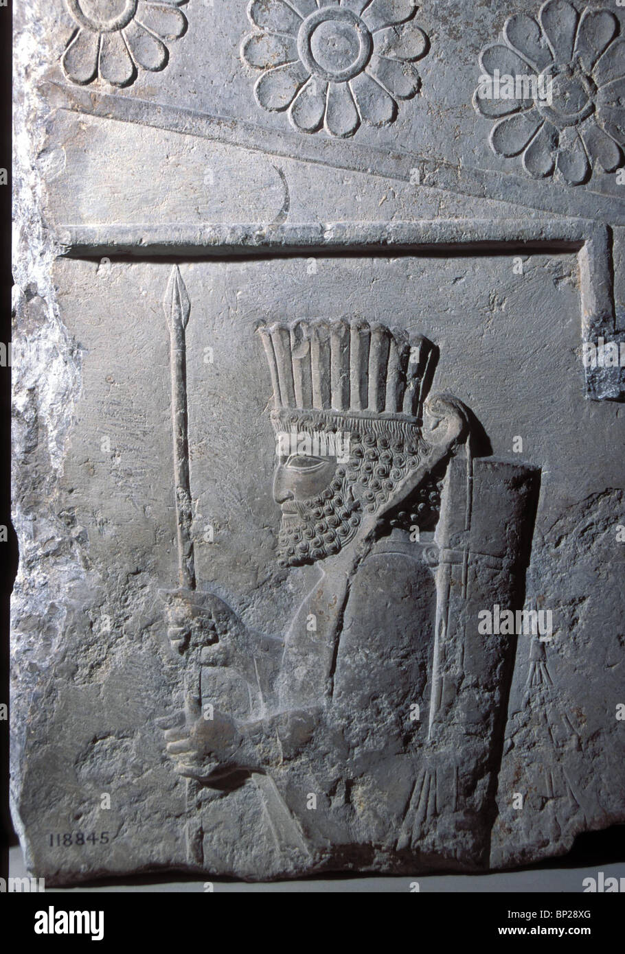 2398. STONE CARVED GUARDSMAN FROM KING DARIUS' PALACE IN PERSEPOLIS, C