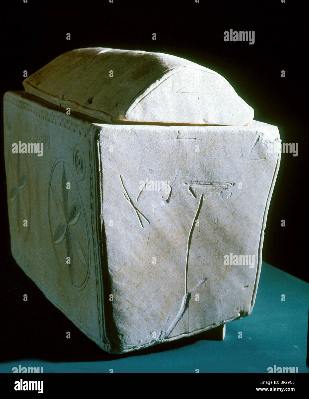 JEWISH OSSUARY WITH THE NAME CAIPHUS IN HEBREW CARVED ON IT'S SIDE