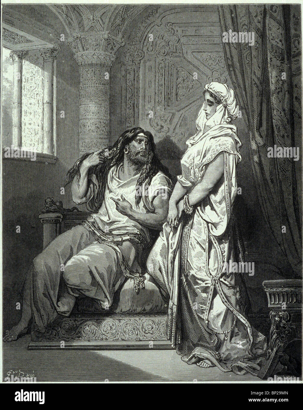 3166. SAMSON AND DALILA ILLUSTRATION FROM THE DORE' BIBLE' PUBLISHED IN 1866, ENGLAND ' Stock Photo