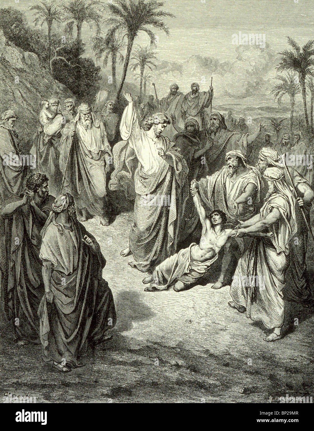 3180. JESUS HEALING THE LUNATIC (MATTHEW 17:15) ILLUSTRATION FROM THE DORE' BIBLE' PUBLISHED IN 1866, ENGLAND ' Stock Photo