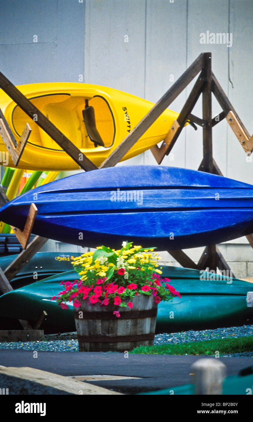 Kayak rental store Lake Sunappe NH Stock Photo Alamy
