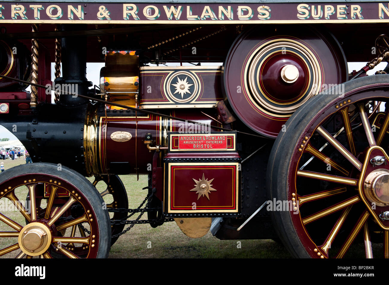 Fowler Showmans Traction Engine 'Lion' at a steam fair in England Stock Photo