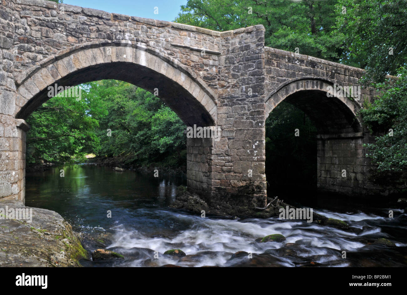 New Bridge, over River Dart, Dartmoor, England Stock Photo