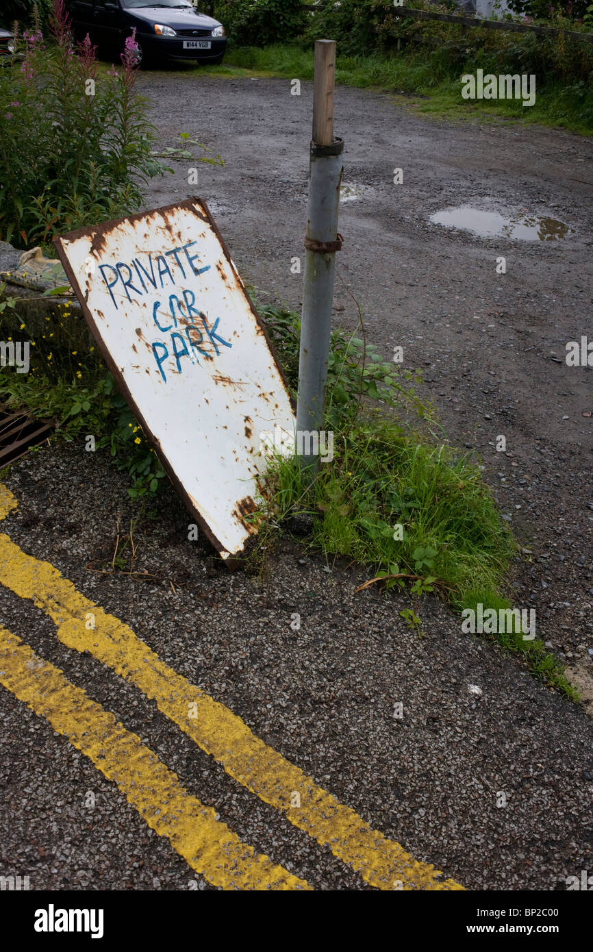Makeshift private car park in Oban, Scotland. Stock Photo