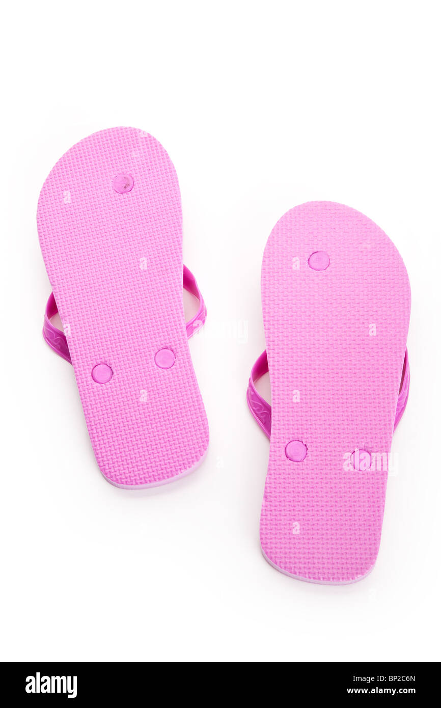 Pink flip flop sandal with white background Stock Photo - Alamy