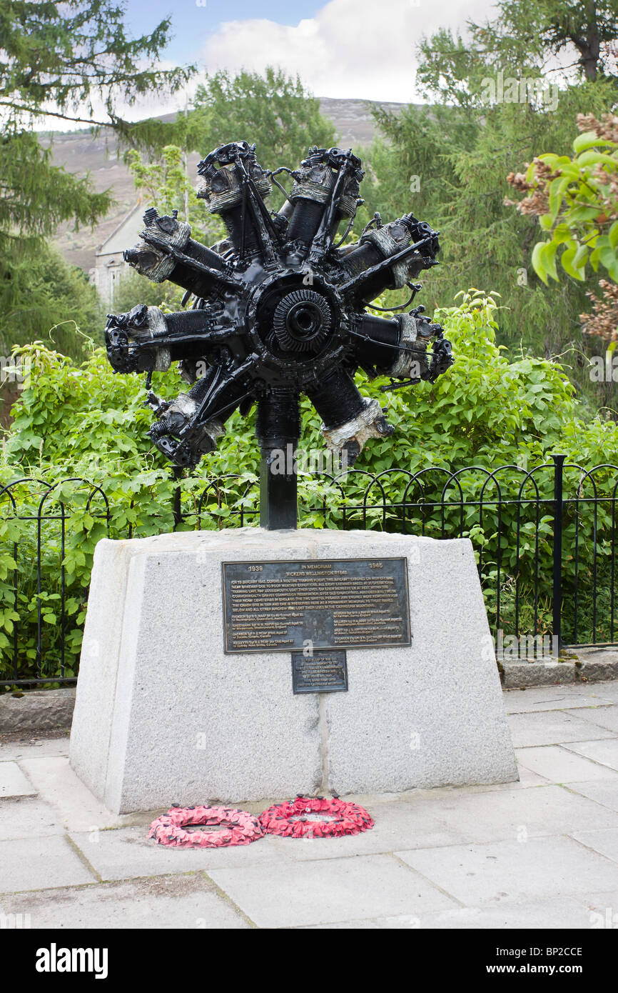 View of Wellington Bomber Memorial in the Scottish Highland town of Braemar. Stock Photo
