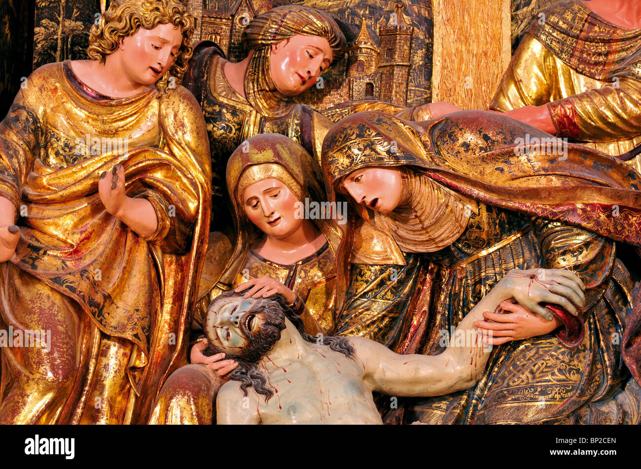 Spain, St. James Way: Detail of the baroque altar in Santo Domingo de la Calzada´s Cathedral Stock Photo