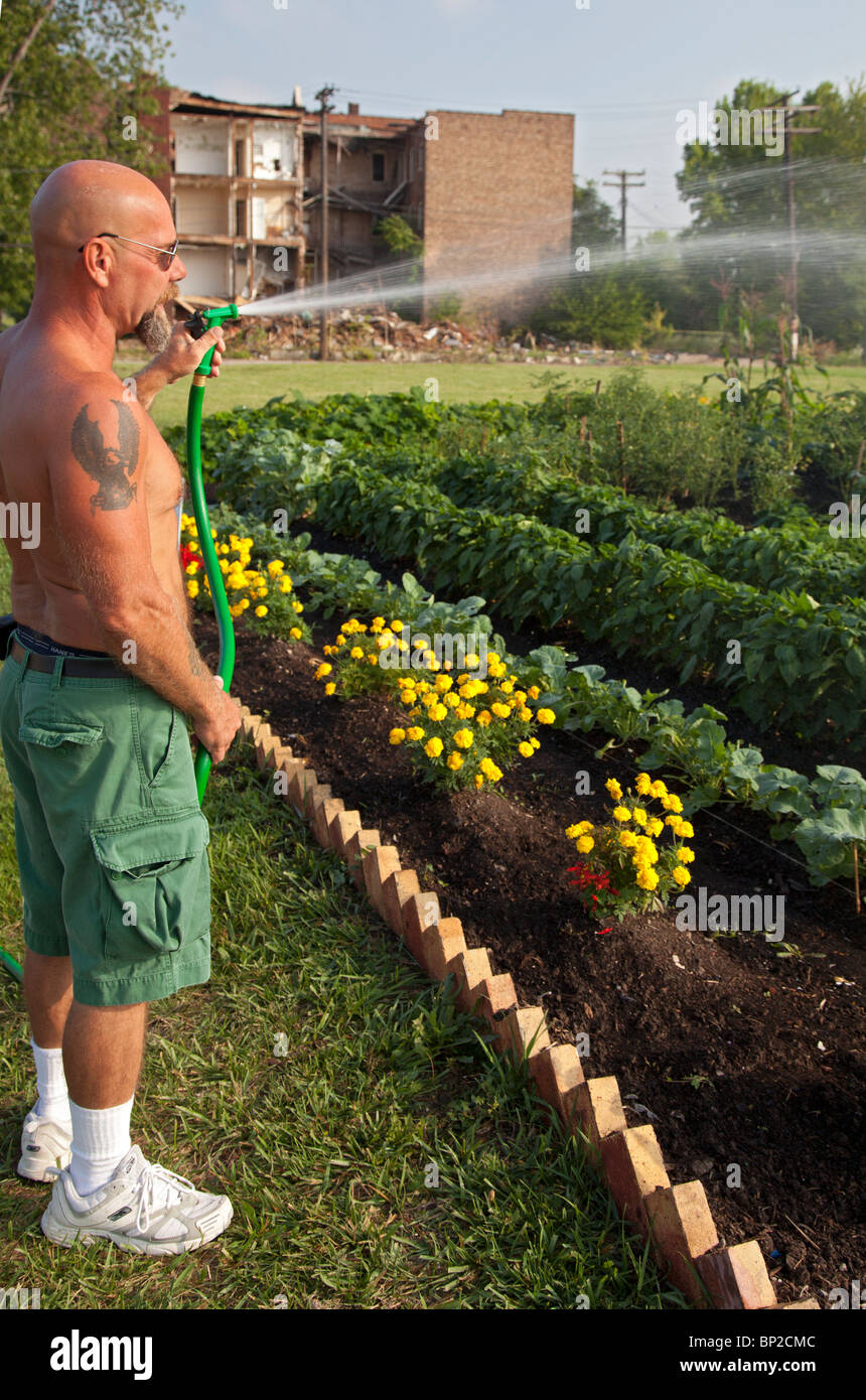 Halfway House Prison Inmates Grow Produce for Soup Kitchens Stock Photo