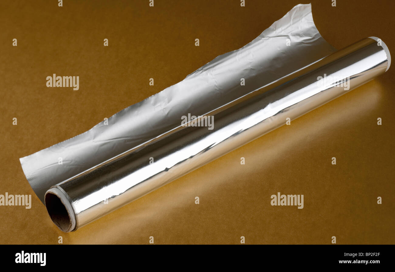 Roll of aluminium foil Stock Photo