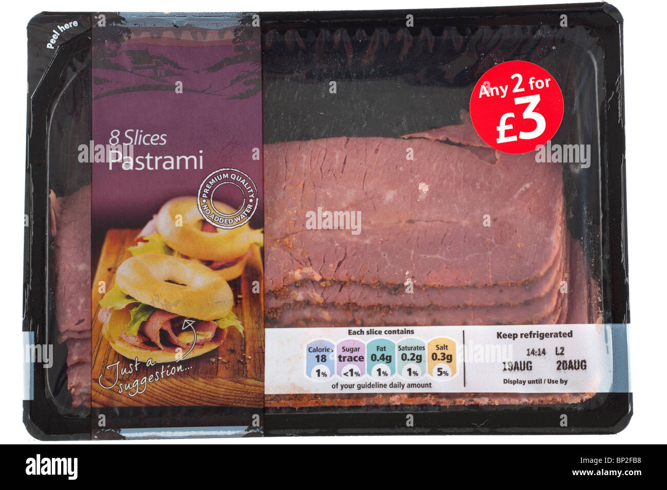 Packed and sealed 8 slices of Pastrami processed meat Stock Photo Alamy